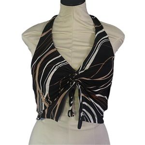 Y2K Retro Brown and White Marble Halter Top